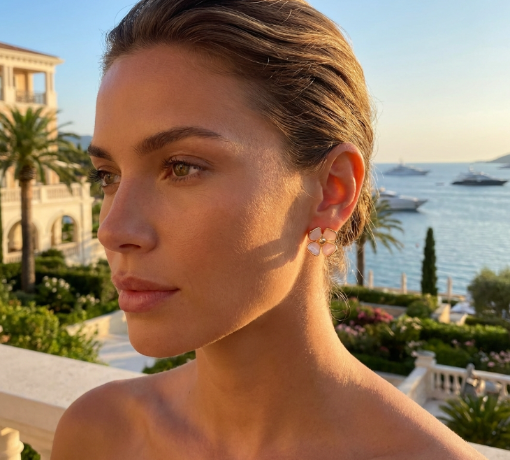 Brincos Florais Retrô com Esmaltação (Drip Oil), Design de Quatro Pétalas em Aço Inoxidável